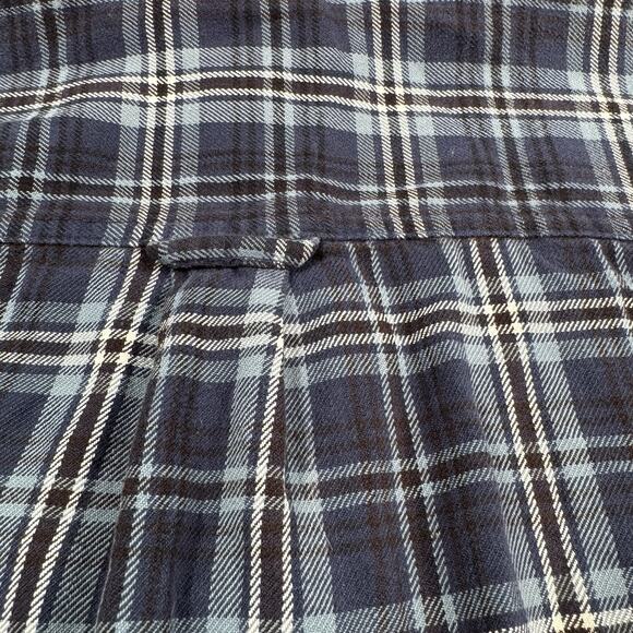 Woolrich Mens L Blue Tartan Plaid Flannel Shirt 100% Cotton Outdoor Workwear - Picture 6 of 12